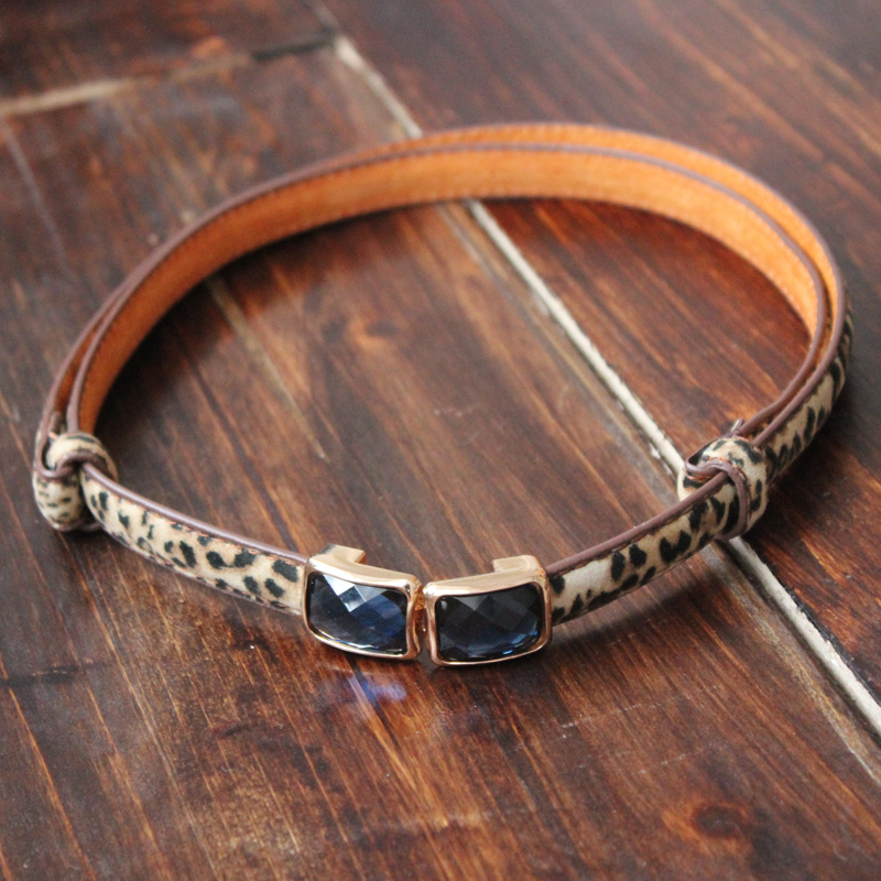 Water buckle leopard print horsehair women's decoration belt female genuine leather strap leopard print