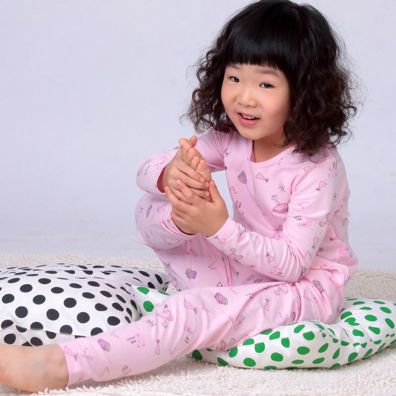Water clothing female child autumn and winter 100% cotton thermal underwear ancqc202