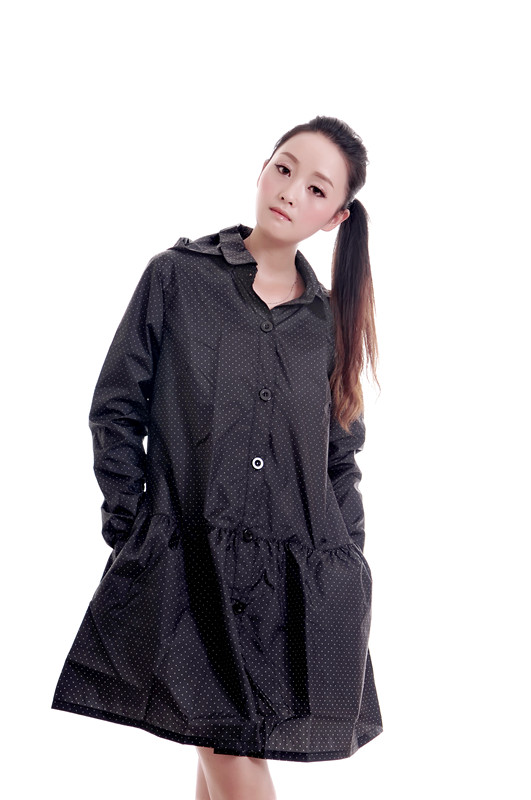 Water-proof and free breathing dot fashion dress trench adult raincoat poncho 1006
