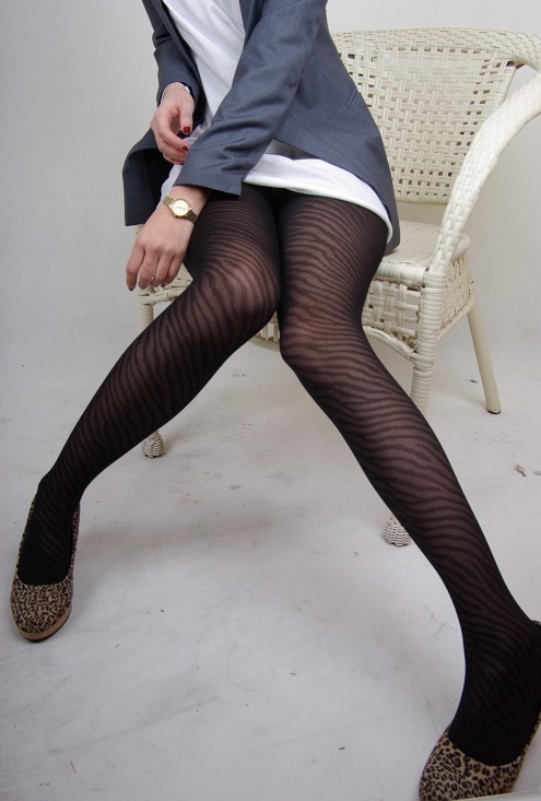 Water slanting stripe pattern zebra print women's jacquard square grid rompers stockings a031