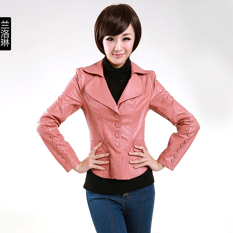 Water wash 2013 PU bag buckle slim leather clothing