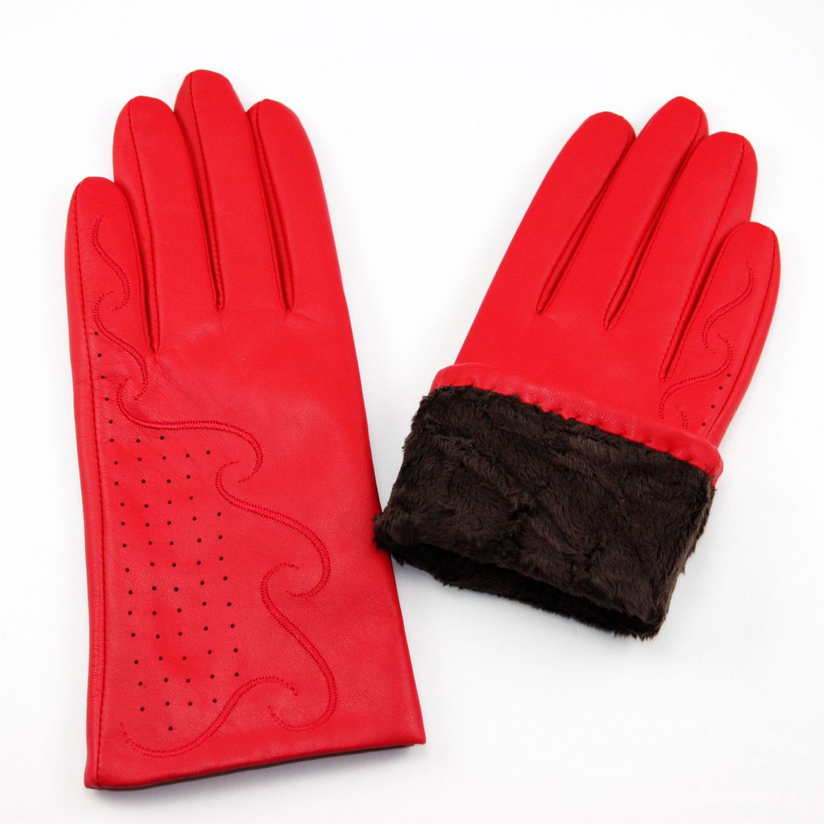 Water women's genuine leather gloves sheepskin thermal thick 2011 winter red velvet
