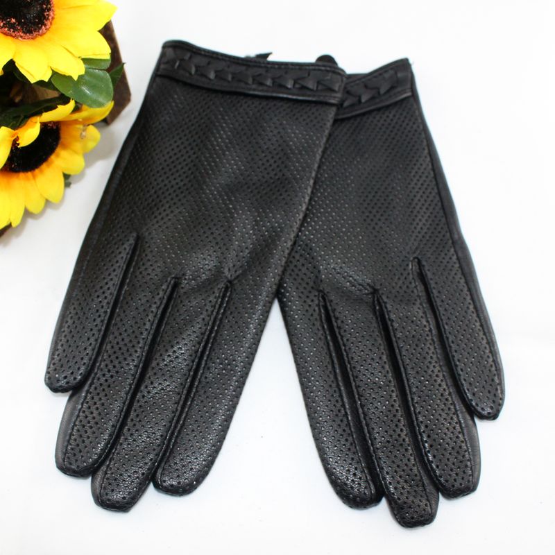 Water women's genuine leather gloves thin sheepskin cutout laciness style fashion elegant