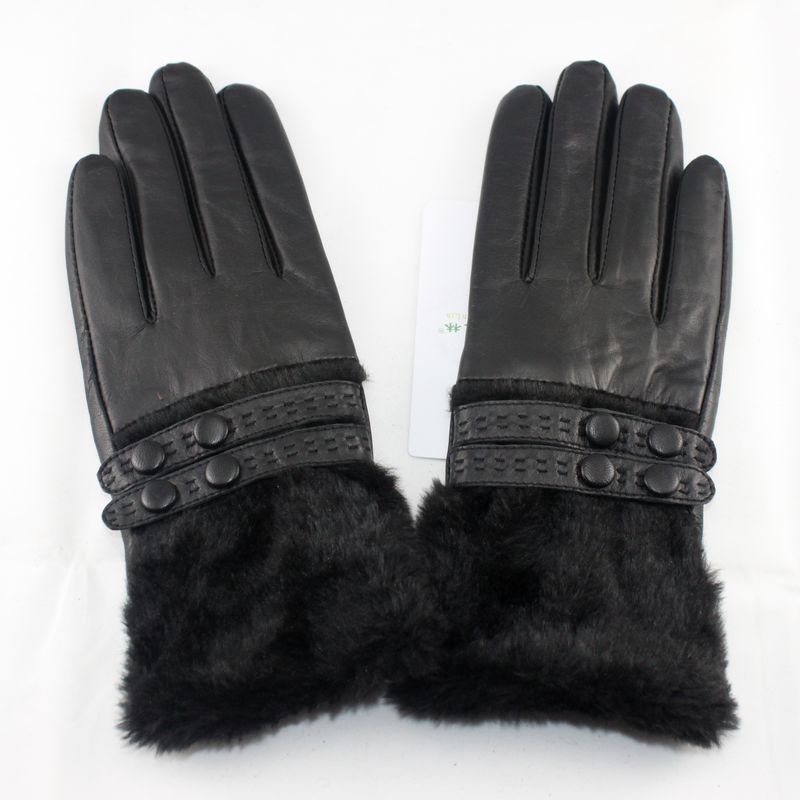 Water women's genuine leather gloves top sheepskin fashion elegant wool thermal