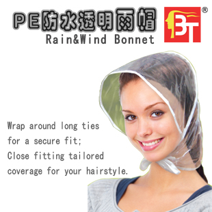 Waterproof rain hat pe rain-hat transparent rain hat wind rain bonnet