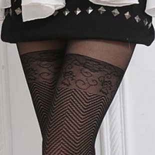 Wave lace pantyhose legging stockings ultra-thin socks female  balck,white