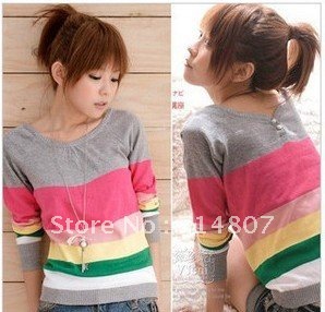 Wear a striped sweater factory outlets on both sides of the 2012 spring and autumn winter new A018 Korean