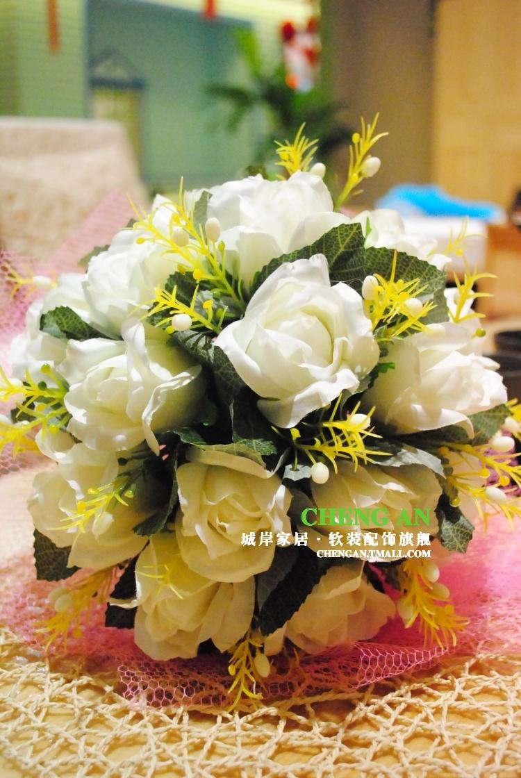 Weddding Bouquet , large simulation artificial Bridal  flower, send wrist flower as gifts,  3color pink/white/red,  my268