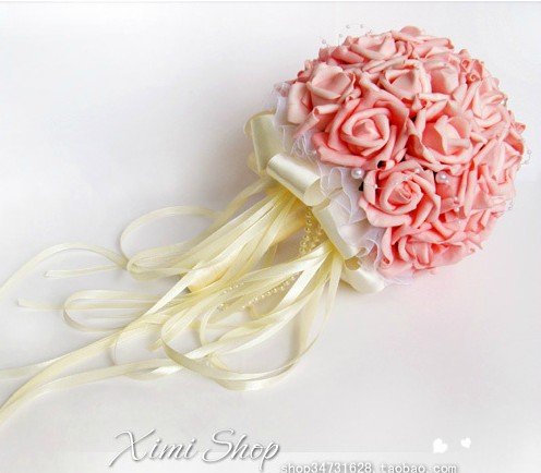 Weddding Bouquet , large simulation artificial Bridal  flower, white+pink,  my275