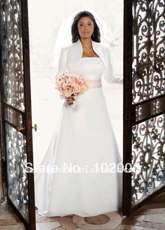 Wedding Accessories for Brides Bridal Long Sleeve Satin  Bolero Jacket JA004 free shipping
