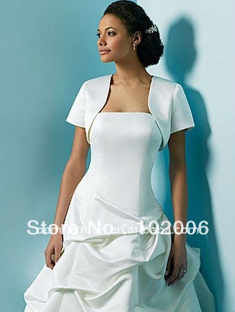 Wedding Accessories for Brides Bridal Short satin Bolero Jacket JA011 free shipping