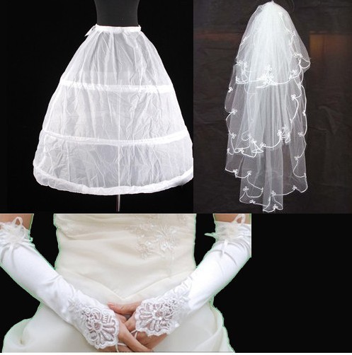 Wedding accessories piece set wedding dress triangle set bride wedding accessories veil gloves pannier bundle 18
