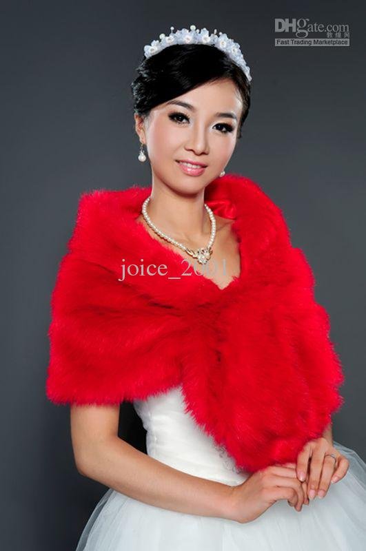 Wedding accessory ivory red Faux Fur Bridal Wedding Shawl wraps scarf scarves jacket coat