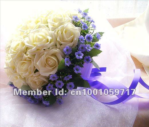 Wedding artificial flower,White rose + blue Super Flower Ball at Promotion