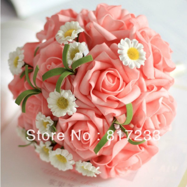 Wedding Bouquet Artificial  Pink Rose Flowers >>r46hh Bridal Throw Bouquet  Bridal Bouquets + Free GIFT