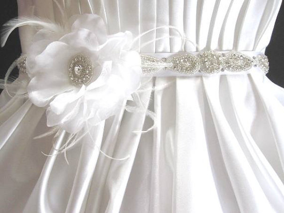 Wedding Bridal Beaded Sash Belt with Silk Flower YH-334