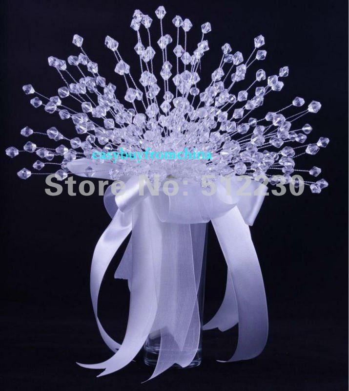 Wedding Bridal crystal beaded 98bouquet, flower girl bouquet, clear beads GOOD QUALITY