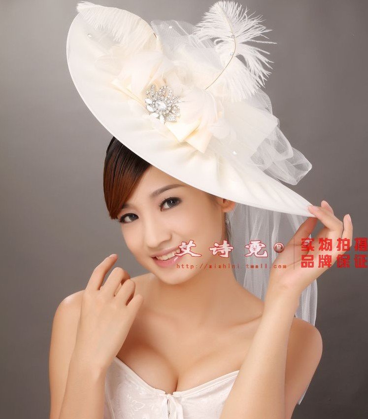 Wedding bride hat bride head flower hair accessories, wedding supplies decorative beige LM001