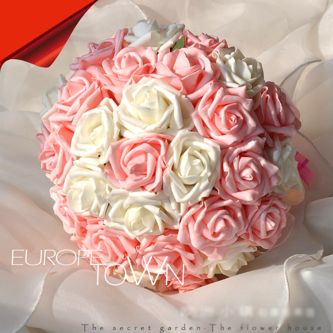 Wedding Bride's bouquet, PE rose, 30 flowers, Simulation, for princess, free shipping, W470