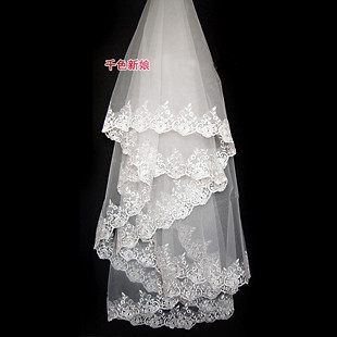 Wedding Colour bride laciness 3 meters vintage veil long trailing wedding dress veil