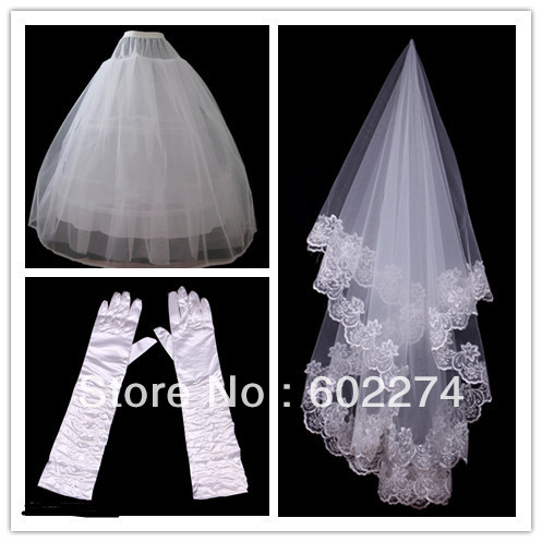 Wedding Dress Bundle 3 wire 1 layer Fingerless 1.5 meters veil wedding accessories Wholesale/Retail Free Shipping