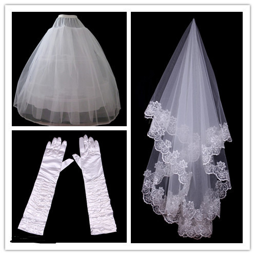 Wedding dress bundle 3 wire 1 yarn fingerless gloves 1.5 meters veil wedding accessories gloves veil
