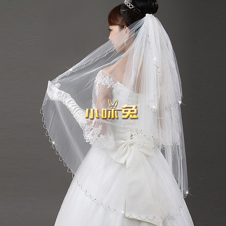 Wedding dress formal dress accessories the bride hair accessory quality handmade beaded soft net veil