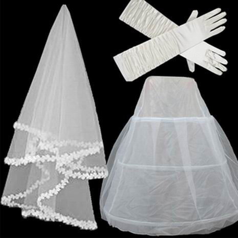 Wedding dress formal dress bridal set piece veil gloves pannier wedding supplies accessories