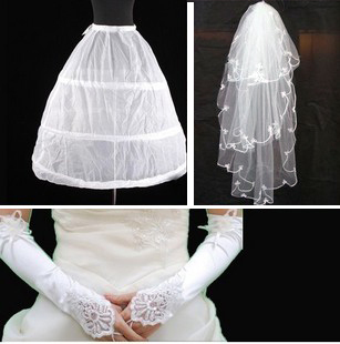 Wedding dress triangle set veil gloves pannier bundle 4