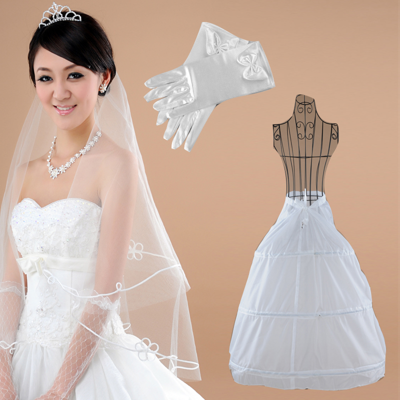Wedding dress triangle set , veil gloves pannier set 1