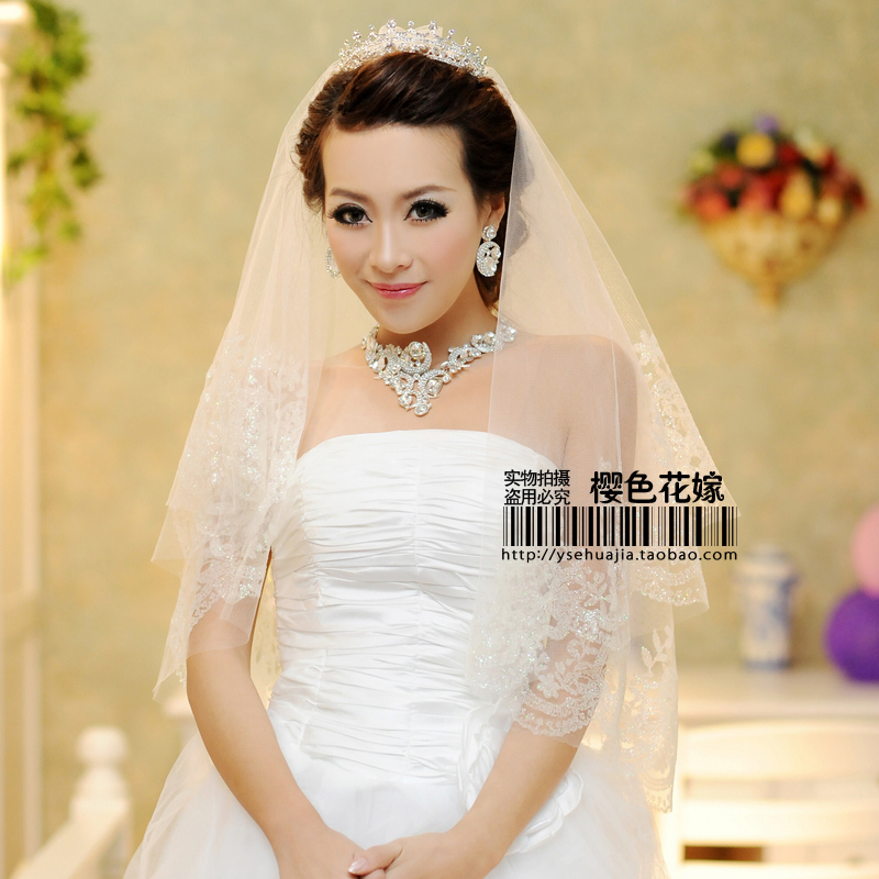Wedding dress veil formal wedding dress accessories bridal veil hair accessory beige paillette veil new arrival 35