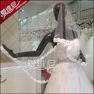 Wedding dress veil the bride wedding dress veil short veil with diamond design crystal laciness beading veil