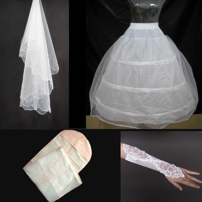 Wedding dress wedding gloves veil pannier dust cover quality 4 065 -MyDear