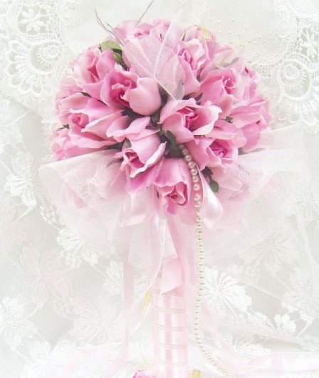 Wedding Flower Bride Holding Flowers Height 35cm/Silk Cloth Artificial Flowers Bridal Bouquet Wedding Decoration Five Colors