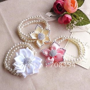 Wedding Flower Imitated Pearl Chain Bracelet/Bride Hand Flower Trinket