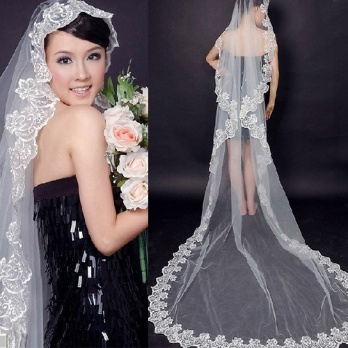 Wedding formal dress accessories the bride hair accessory long design lace veil train veil bridal veil