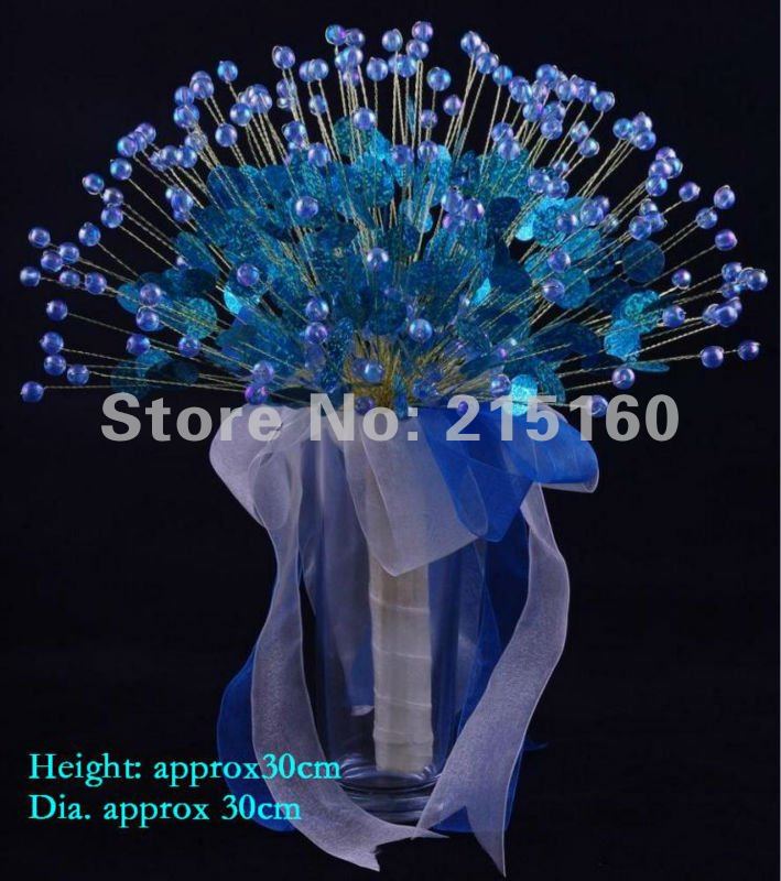 Wedding Glass Crystal/Acrylic/Pearl bouquet,flower girl bouquet, teal color