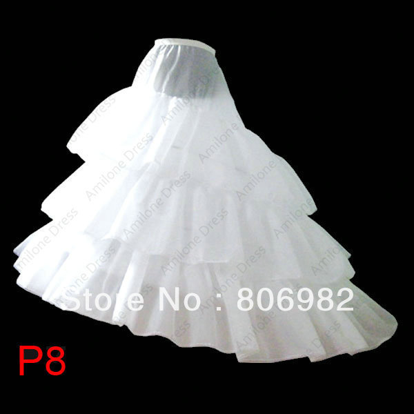 Wedding Quinceanera  Dress  Ball Gown Petticoat Crinoline Slips Underskirt with Train Tail,  Style P8