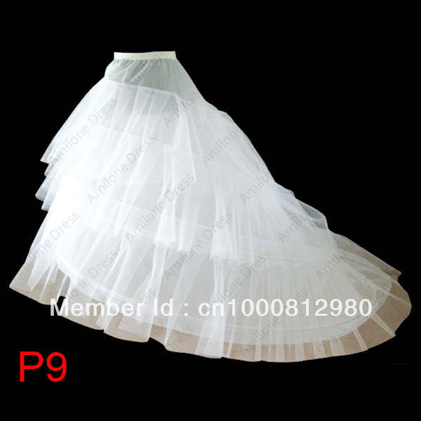 Wedding Quinceanera Dress Ball Gown Petticoat Crinoline Slips Underskirt with Train Tail, Style P9