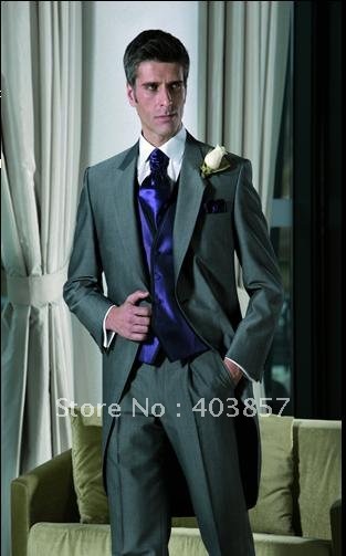Wedding Suits Grey   Custom Made Suit  Western Style Suit  Groom Wear (Jacket+Pants+Vest+Tie)  Do Dropshipping   257