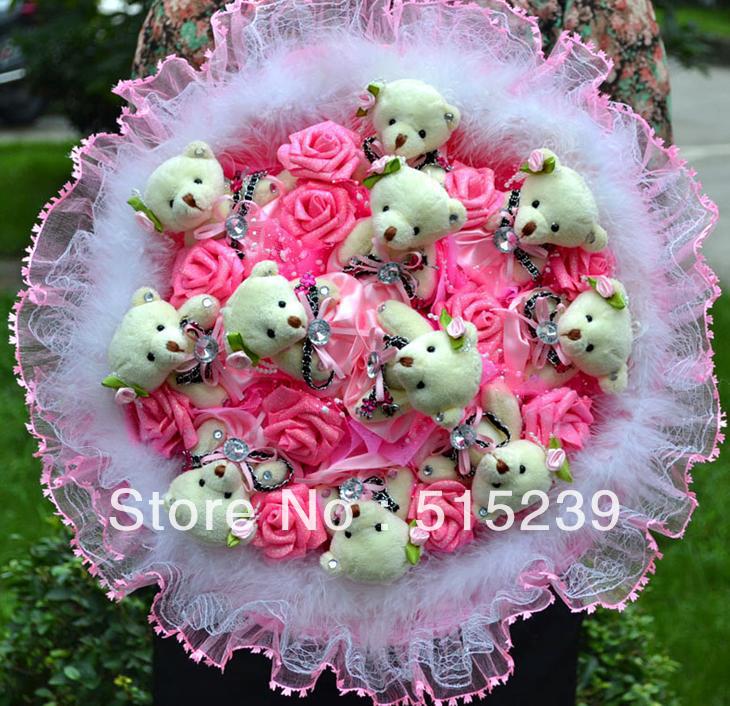 Wedding supplies Christmas gifts dried flowers toy cartoon bouquet free shipping ZA499