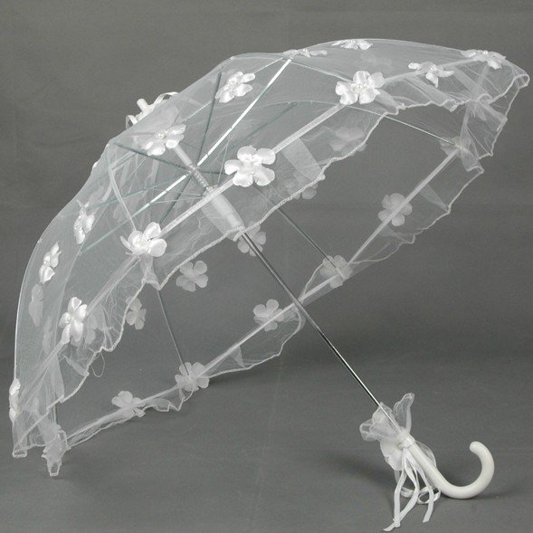 wedding umbrella/parasol fashion umbrella,Wedding Supplies bride umbrella,Selfopen Handmade Bridal lace embroidery flowers white