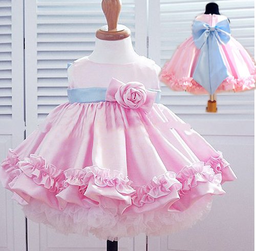 well design flower girl dress cake dress layeres evening gown with a lovely bow in back good quality satin dress free shipping