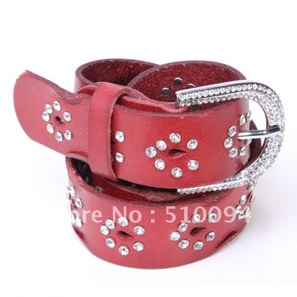 western genuine rhinestone leathe crystal women belts,wholesale,lady cow leather belt