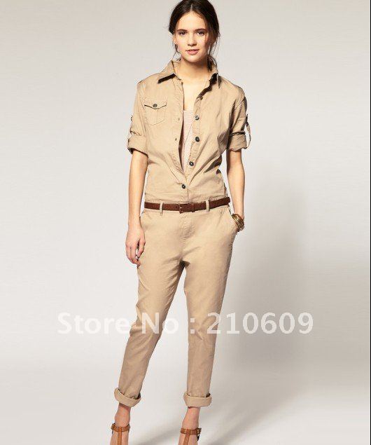 western popular Decomposition type jumpsuit with belt