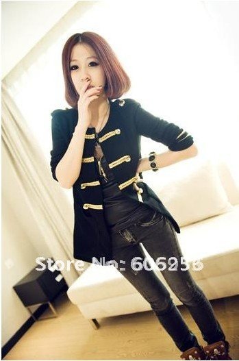 Western Style Gold Button Sweater Coat Women 'coat Black Restore Ancient Ways ,women short suit
