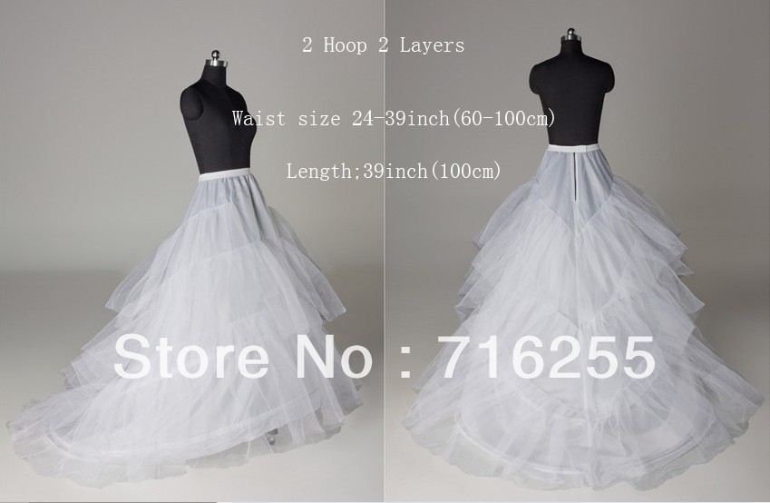 White 2 Hoops 2 Layers Wedding Prom Bridal Train Petticoat/Crinoline Underskirt