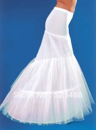 White 2 hoops mermaid wedding dress Petticoat Skirt Slip XSG014