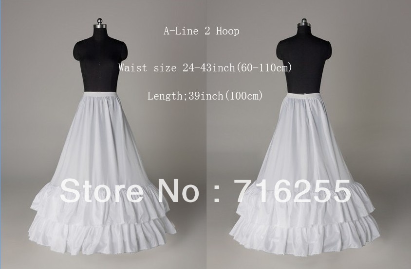 White 2 Hoops Wedding Bridal Petticoat A-Line Crinoline Underskirt