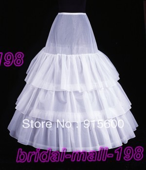 WHITE 3-Hoop 3-Layer Bride wedding  petticoat